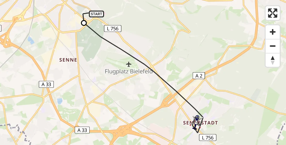 Flugroute Polizeihubschrauber Luftrettungszentrum Bielefeld - Bielefeld, 24 Juni 2026, 06:57