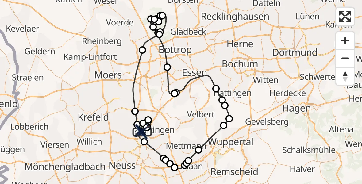 Flugroute Polizeiflugzeug Düsseldorf Flughafen - Düsseldorf Flughafen, 24 Juni 2026, 06:57