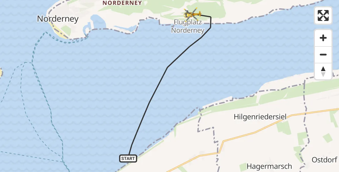 Flugroute Ambulanzhubschrauber Noordzee - Noordzee, 24 Juni 2026, 08:44