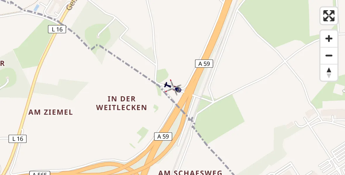 Flugroute Polizeihubschrauber Sankt Augustin - Sankt Augustin, 24 Juni 2026, 08:44