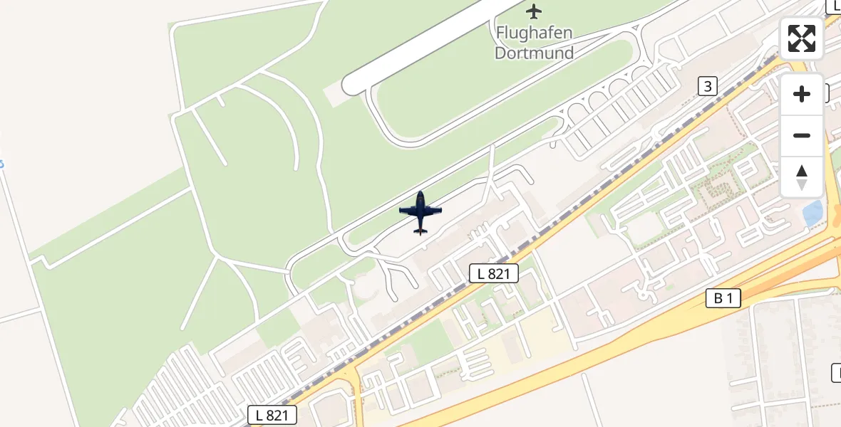 Flugroute Polizeiflugzeug Dortmund Flughafen - Dortmund Flughafen, 24 Juni 2026, 09:03