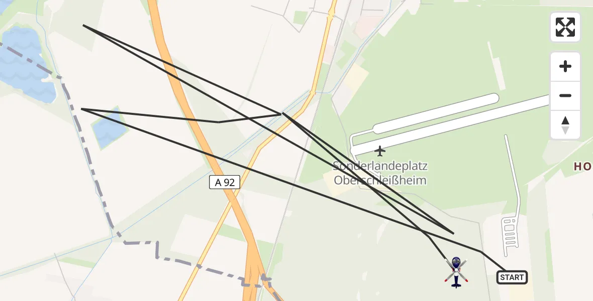 Flugroute Polizeihubschrauber Oberschleißheim - Oberschleißheim, 24 Juni 2026, 09:18