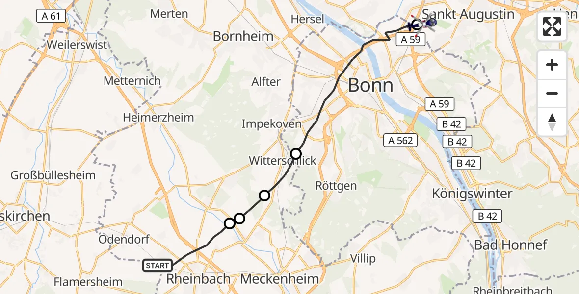 Flugroute Polizeihubschrauber Rheinbach - Sankt Augustin, 24 Juni 2026, 09:28