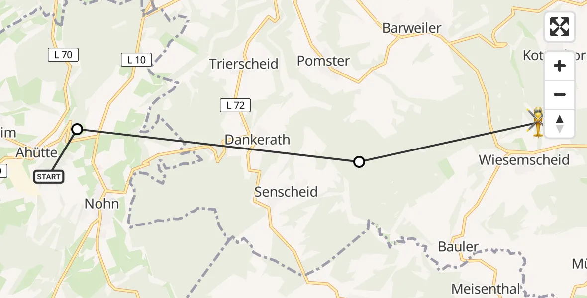 Flugroute Ambulanzhubschrauber Nohn - Wiesemscheid, 24 Juni 2026, 09:33