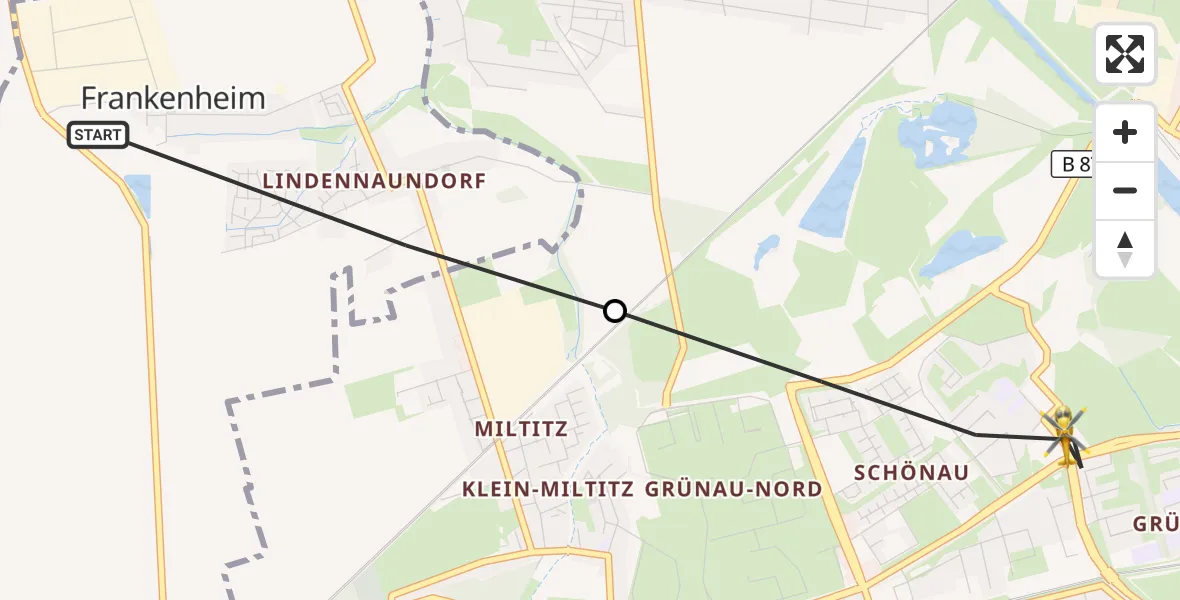 Flugroute Rettungshubschrauber Markranstädt - Leipzig, 24 Juni 2026, 09:53