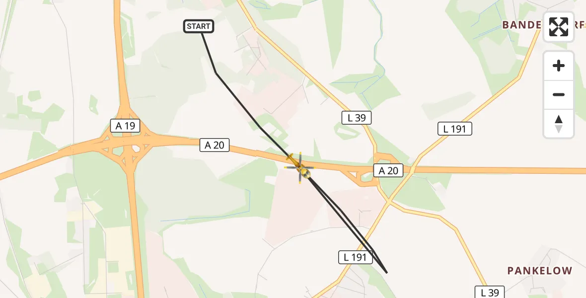 Flugroute Ambulanzhubschrauber Dummerstorf - Dummerstorf, 24 Juni 2026, 10:30