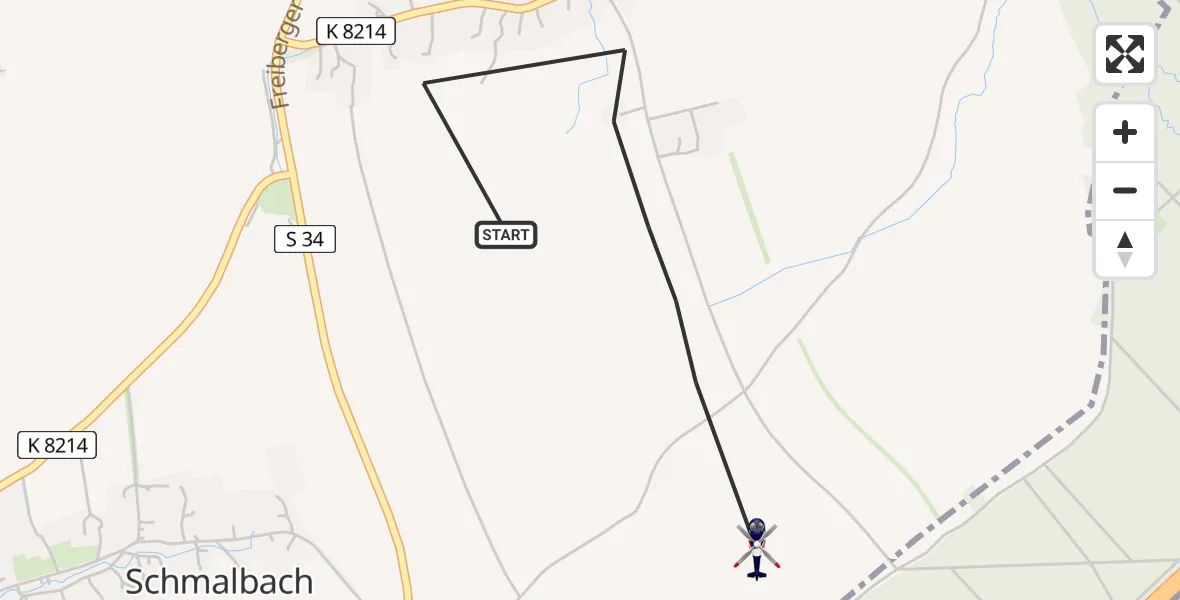 Flugroute Polizeihubschrauber Striegistal - Striegistal, 24 Juni 2026, 10:57