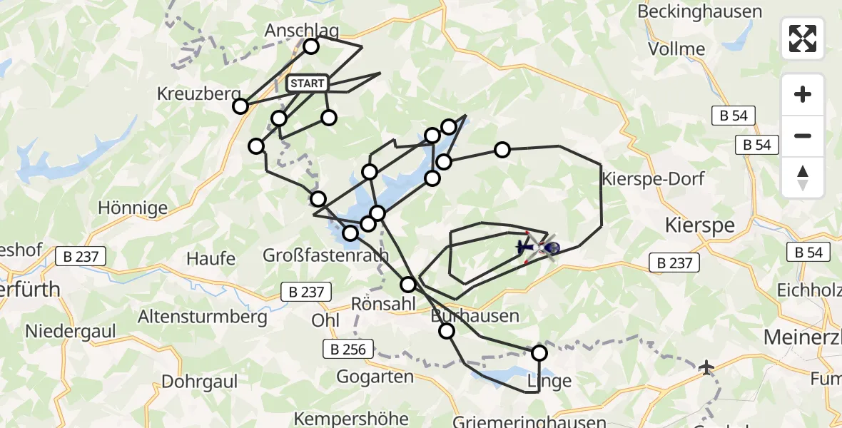 Flugroute Polizeihubschrauber Halver - Kierspe, 24 Juni 2026, 11:06