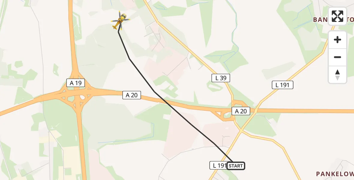 Flugroute Ambulanzhubschrauber Dummerstorf - Dummerstorf, 24 Juni 2026, 11:11