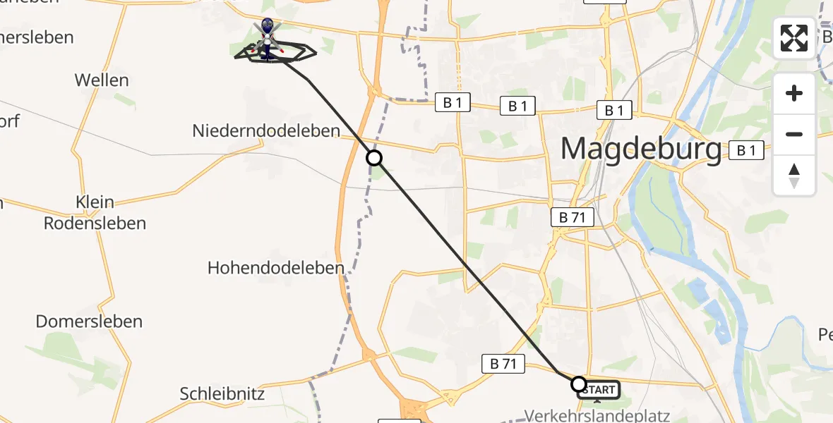 Flugroute Polizeihubschrauber Magdeburg City Flugplatz - Hohe Börde, 24 Juni 2026, 11:22