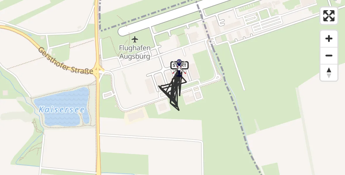 Flugroute Polizeihubschrauber Augsburg Flughafen - Augsburg Flughafen, 24 Juni 2026, 11:42