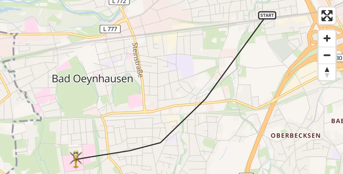 Flugroute Rettungshubschrauber Bad Oeynhausen - Bad Oeynhausen, 24 Juni 2026, 12:40