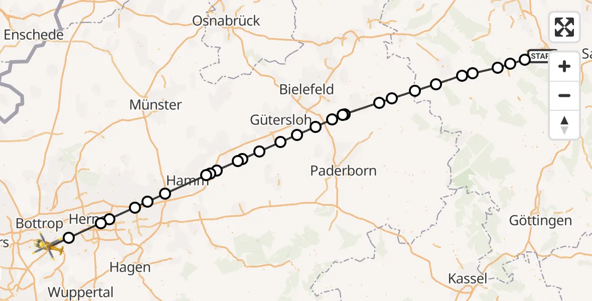Flugroute Rettungshubschrauber Hildesheim - Essen, 24 Juni 2026, 12:43