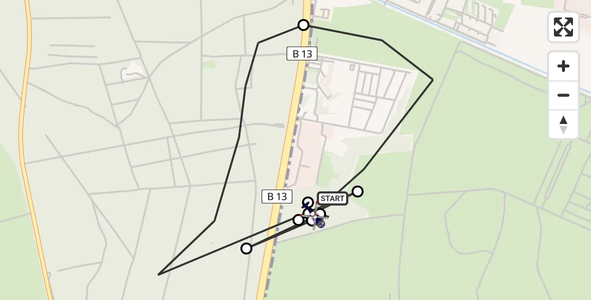 Flugroute Polizeihubschrauber Garching b.München - Garching b.München, 24 Juni 2026, 13:38