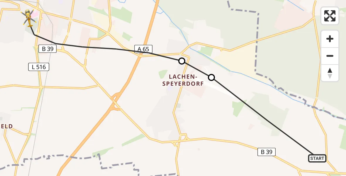 Flugroute Rettungshubschrauber Neustadt an der Weinstraße - Neustadt an der Weinstraße, 24 Juni 2026, 15:04