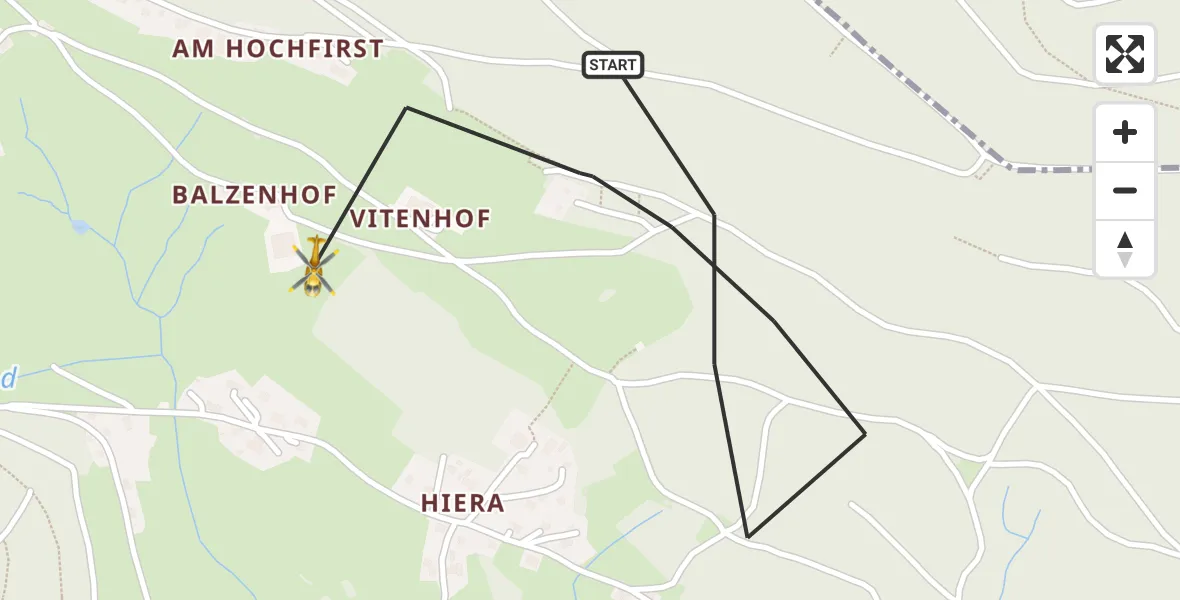Flugroute Ambulanzhubschrauber Lenzkirch - Lenzkirch, 24 Juni 2026, 15:42