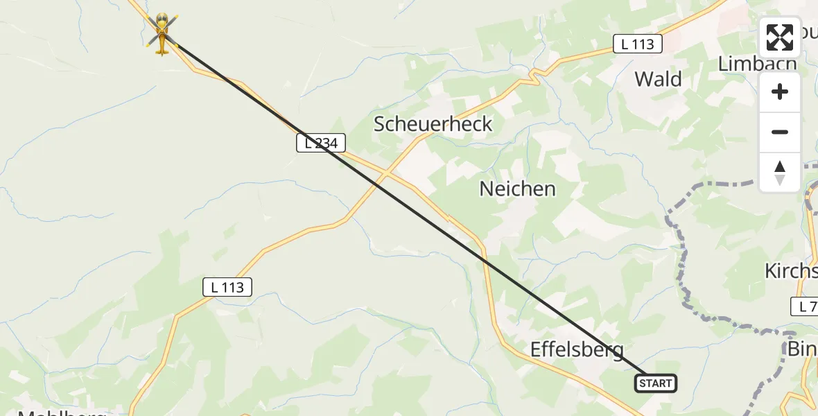 Flugroute Ambulanzhubschrauber Bad Münstereifel - Bad Münstereifel, 24 Juni 2026, 16:06