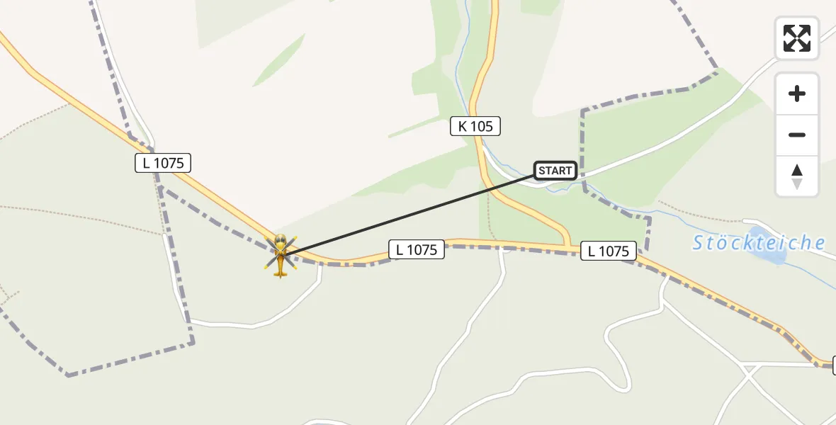 Flugroute Rettungshubschrauber Scheiditz - Ruttersdorf-Lotschen, 24 Juni 2026, 17:23