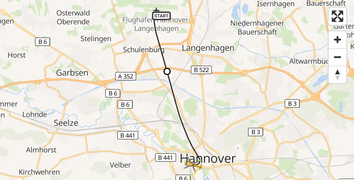 Flugroute Rettungshubschrauber Flughafen Hannover - Hannover, 24 Juni 2026, 17:41
