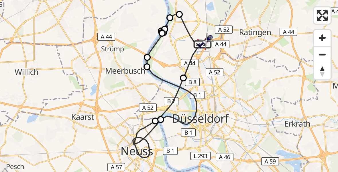 Flugroute Polizeihubschrauber Düsseldorf Flughafen - Düsseldorf Flughafen, 24 Juni 2026, 18:23