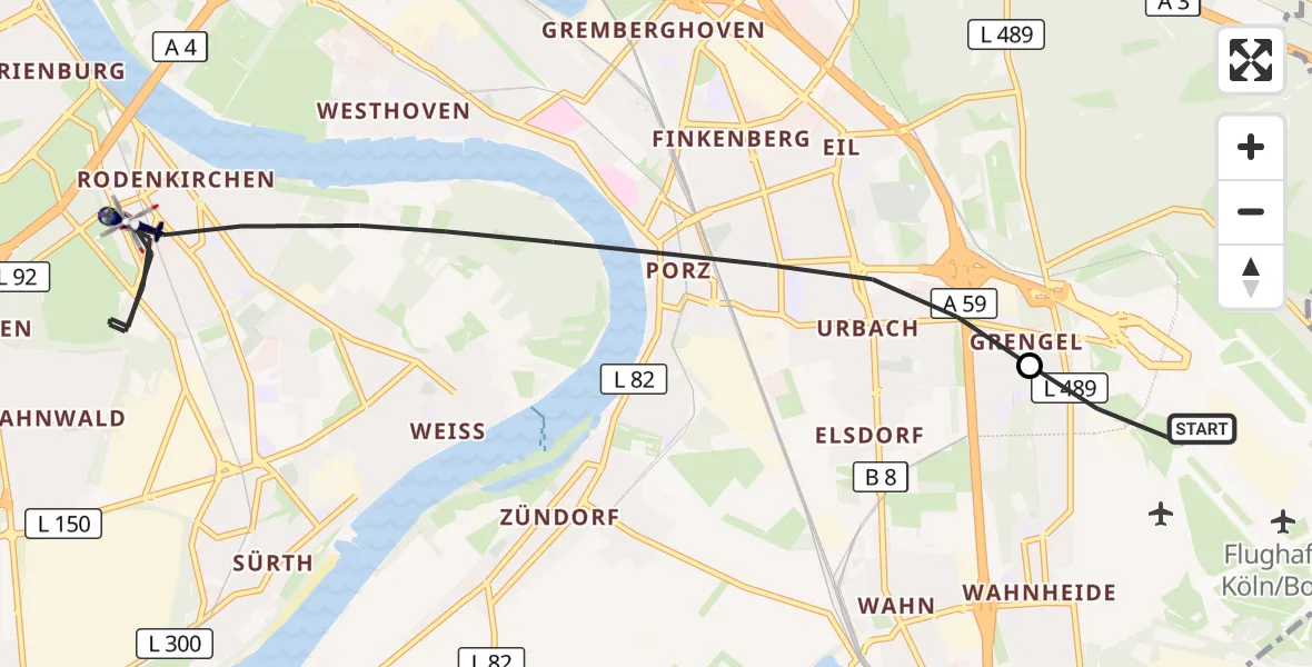 Flugroute Polizeihubschrauber Köln Bonn Flughafen - Köln, 24 Juni 2026, 18:54