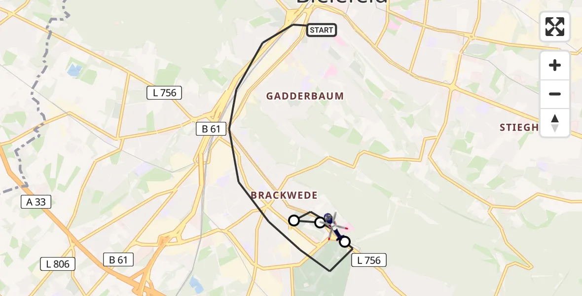 Flugroute Polizeihubschrauber Bielefeld - Luftrettungszentrum Bielefeld, 24 Juni 2026, 20:34