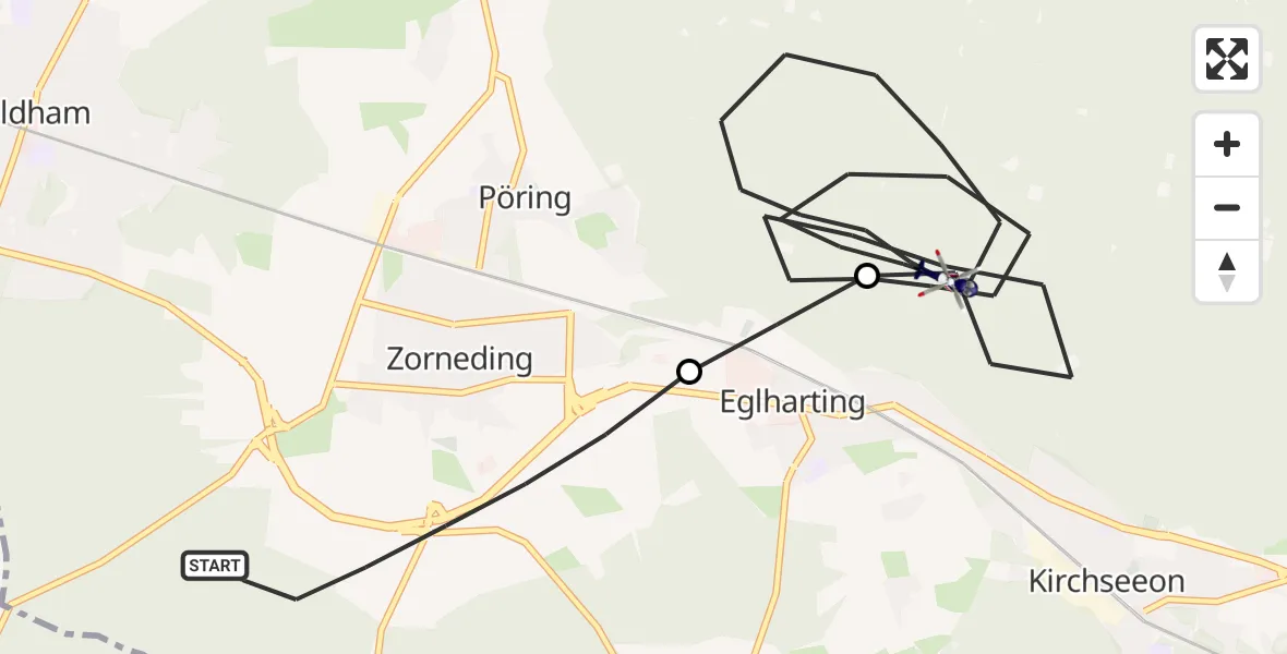 Flugroute Polizeihubschrauber Zorneding - Eglhartinger Forst, 24 Juni 2026, 20:51