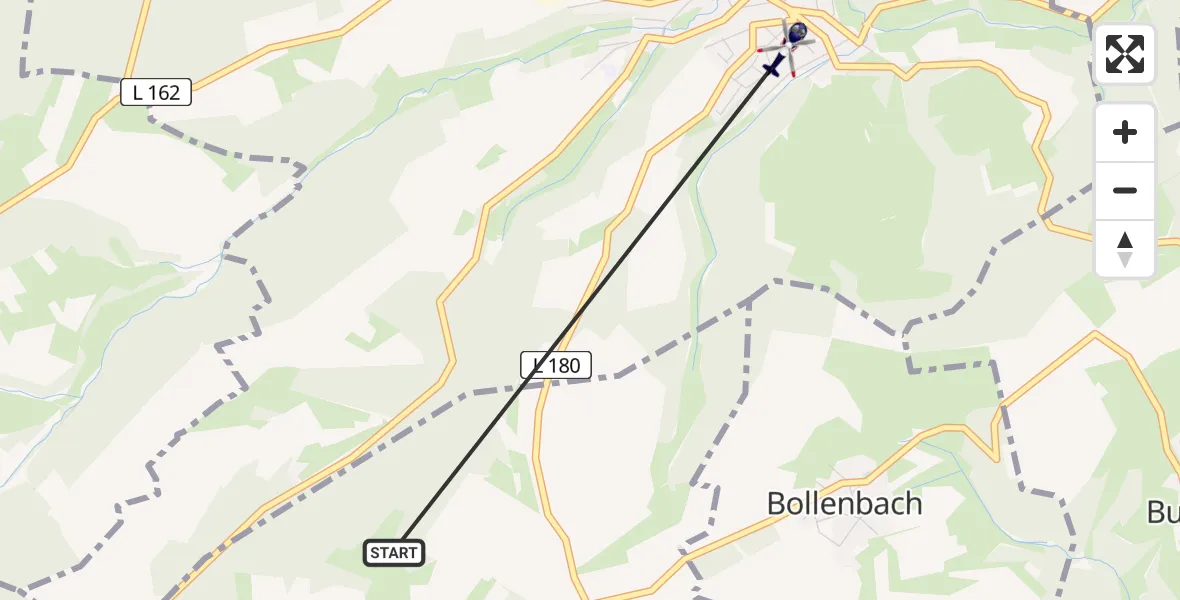 Flugroute Polizeihubschrauber Sulzbach - Rhaunen, 24 Juni 2026, 21:53