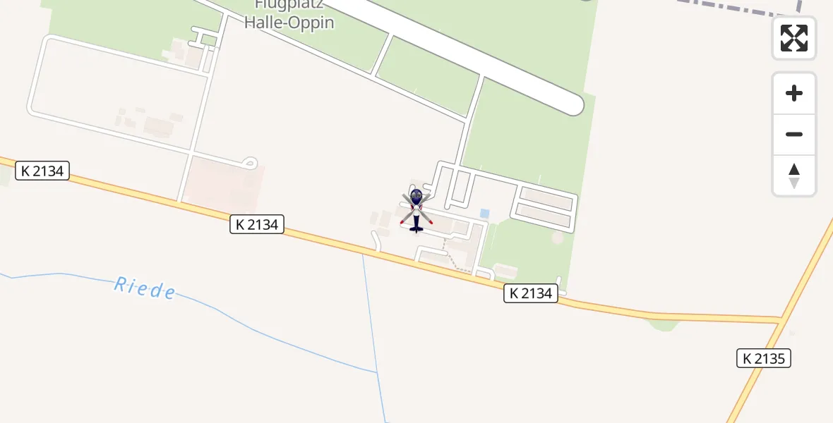 Flugroute Polizeihubschrauber Halle-Oppin Flugplatz - Halle-Oppin Flugplatz, 25 Juni 2026, 05:39