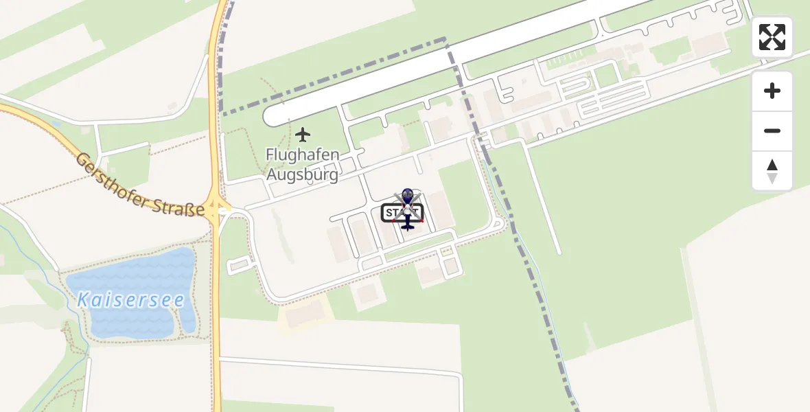 Flugroute Polizeihubschrauber Augsburg Flughafen - Augsburg Flughafen, 25 Juni 2026, 06:43