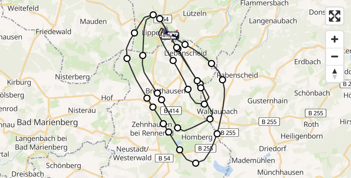 Flugroute Polizeihubschrauber Siegerland Flughafen - Siegerland Flughafen, 25 Juni 2026, 07:08