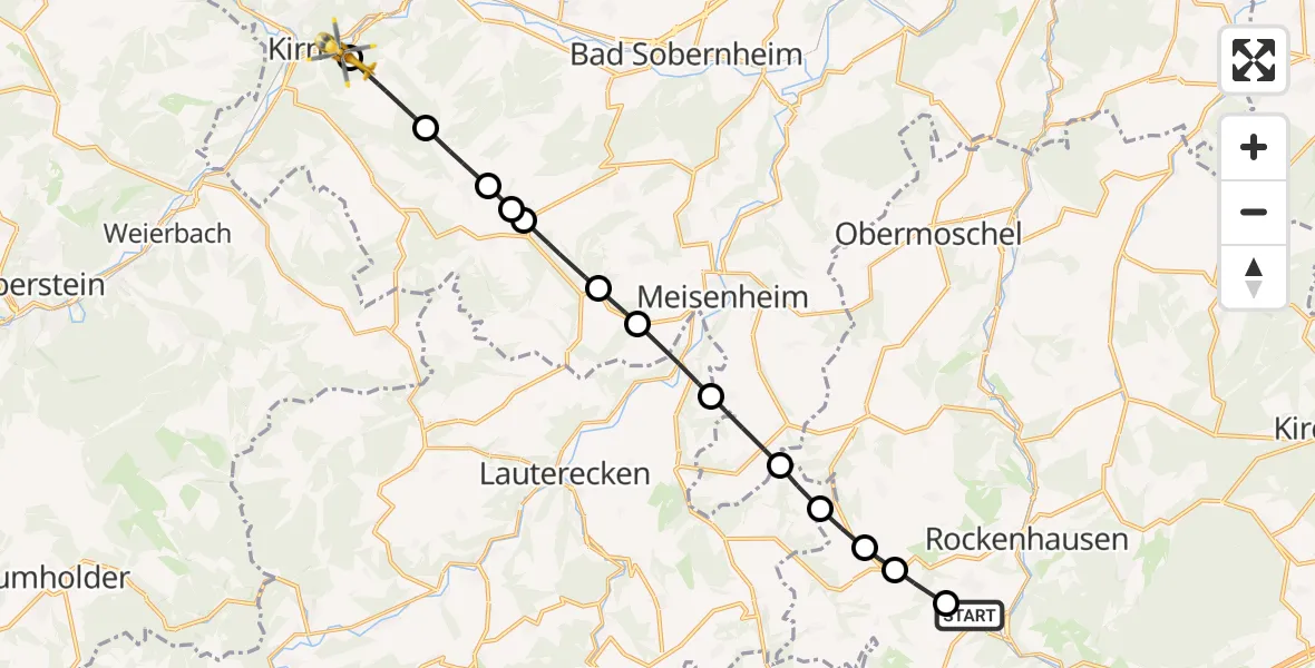 Flugroute Rettungshubschrauber Imsweiler UL - Kirn, 25 Juni 2026, 07:17