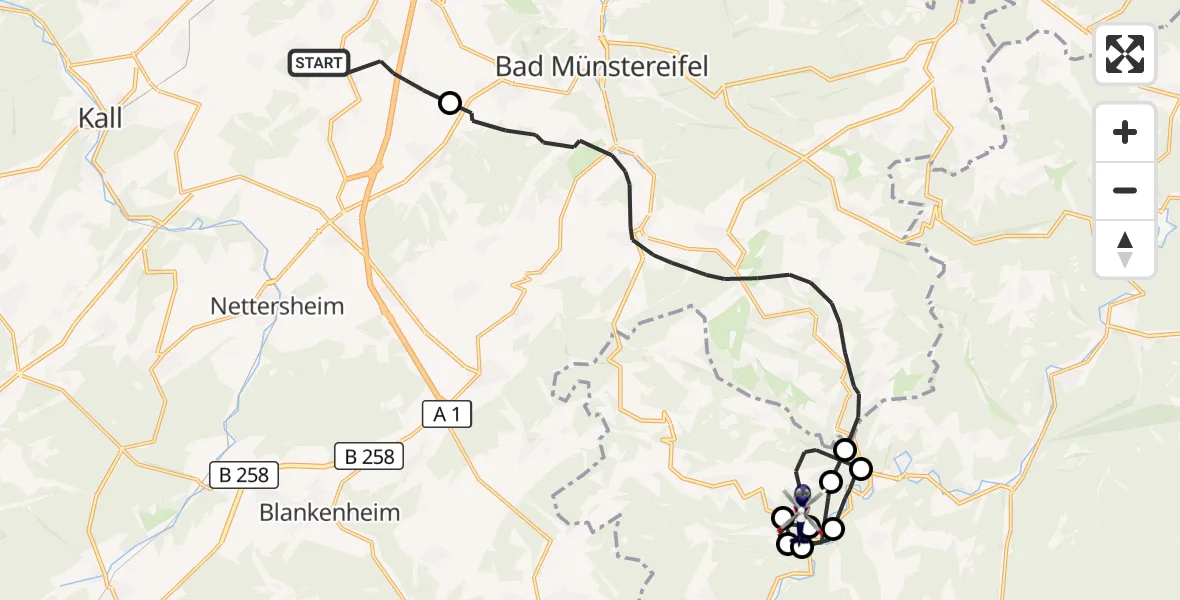 Flugroute Polizeihubschrauber Mechernich - Wershofen, 25 Juni 2026, 07:31
