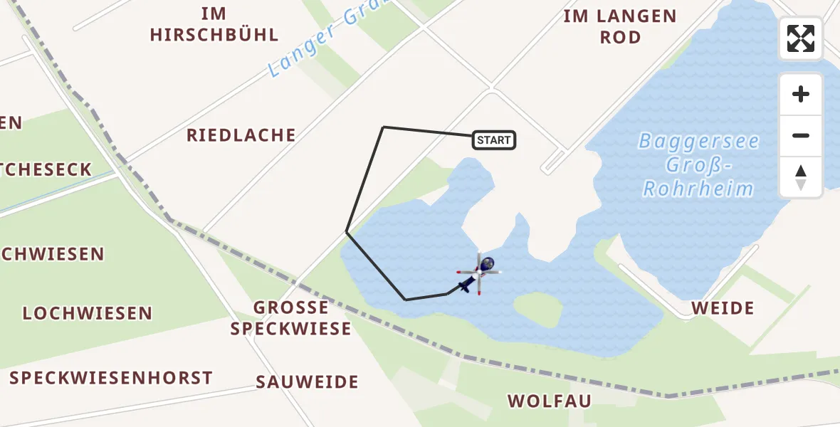 Flugroute Polizeihubschrauber Groß-Rohrheim - Groß-Rohrheim, 25 Juni 2026, 07:38