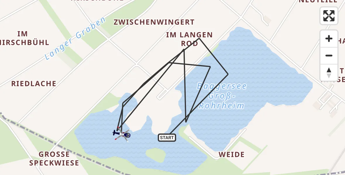 Flugroute Polizeihubschrauber Groß-Rohrheim - Groß-Rohrheim, 25 Juni 2026, 07:42