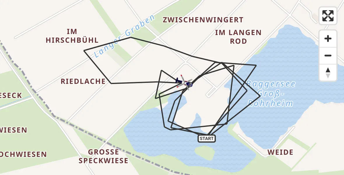 Flugroute Polizeihubschrauber Groß-Rohrheim - Groß-Rohrheim, 25 Juni 2026, 07:46