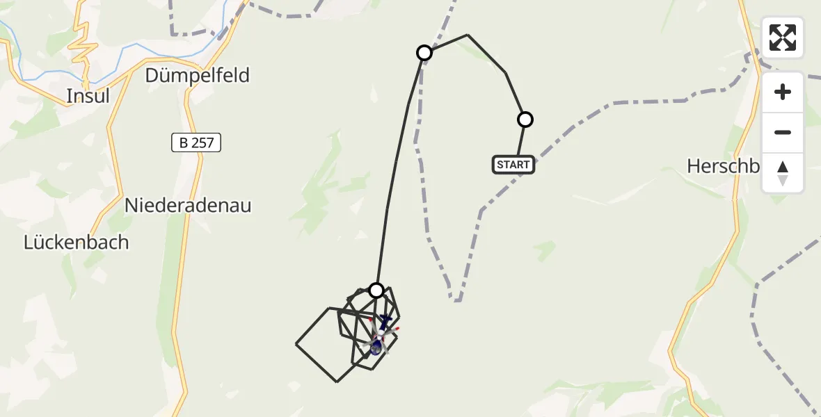 Flugroute Polizeihubschrauber Kaltenborn - Leimbach, 25 Juni 2026, 07:50