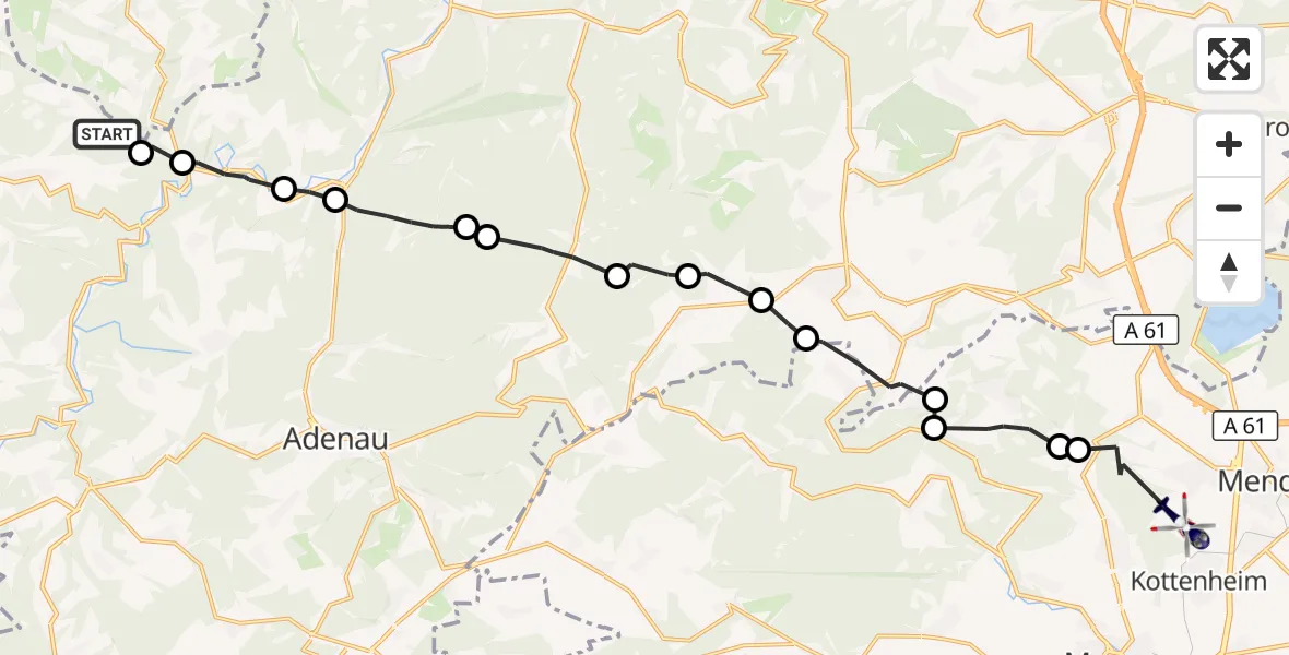 Flugroute Polizeihubschrauber Hümmel - Mendig, 25 Juni 2026, 08:04