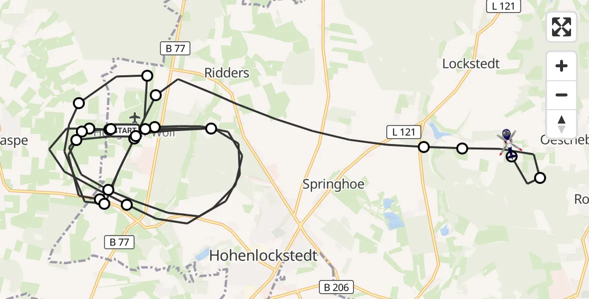 Flugroute Polizeihubschrauber Itzehoe Hungriger Wolf Flugplatz - Oeschebüttel, 25 Juni 2026, 08:09