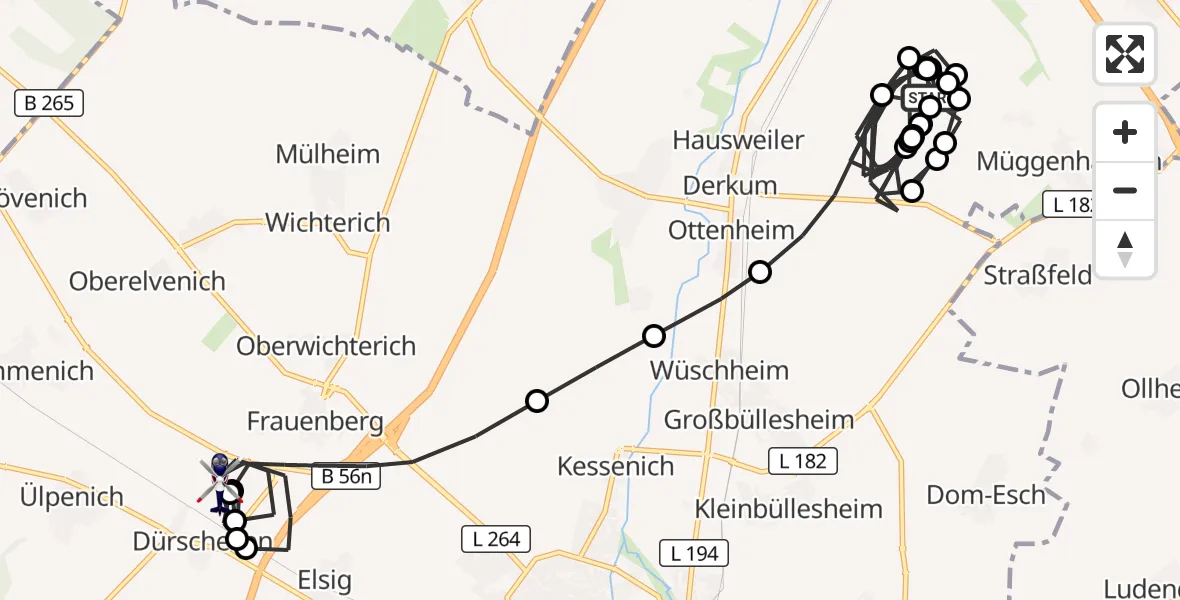 Flugroute Polizeihubschrauber Weilerswist UL - Euskirchen, 25 Juni 2026, 08:21