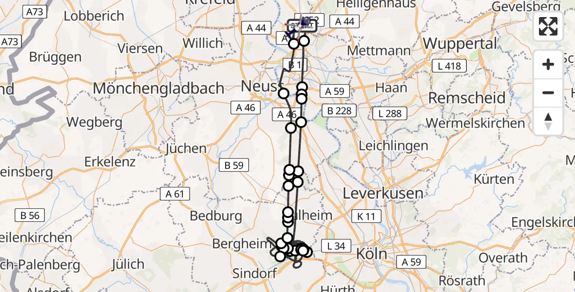 Flugroute Polizeihubschrauber Düsseldorf Flughafen - Düsseldorf Flughafen, 25 Juni 2026, 08:39