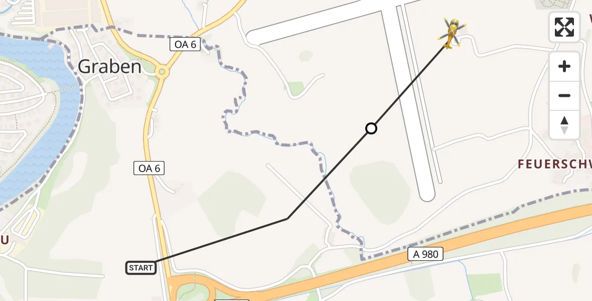 Flugroute Rettungshubschrauber Sulzberg - Kempten-Durach Flugplatz, 25 Juni 2026, 09:04