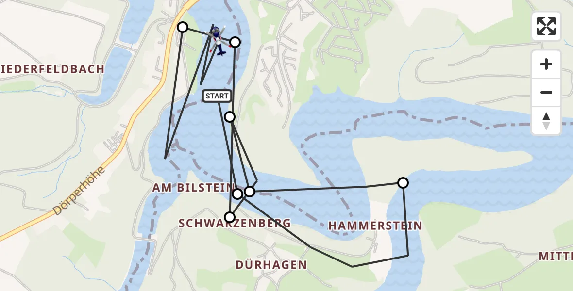 Flugroute Polizeihubschrauber Radevormwald - Remscheid, 25 Juni 2026, 09:12