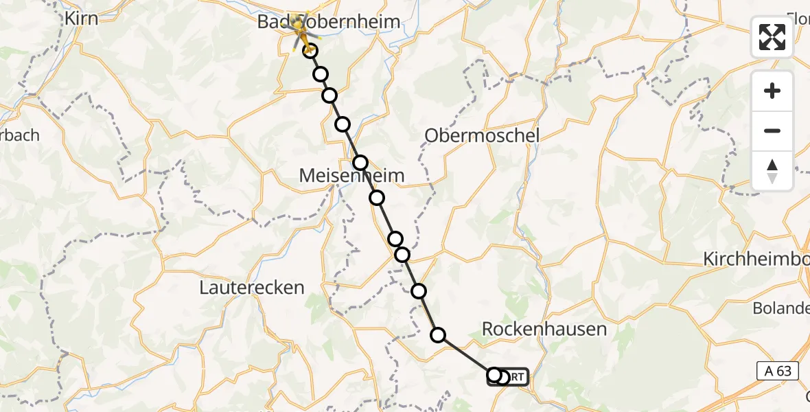 Flugroute Rettungshubschrauber Imsweiler UL - Meddersheim, 25 Juni 2026, 09:44