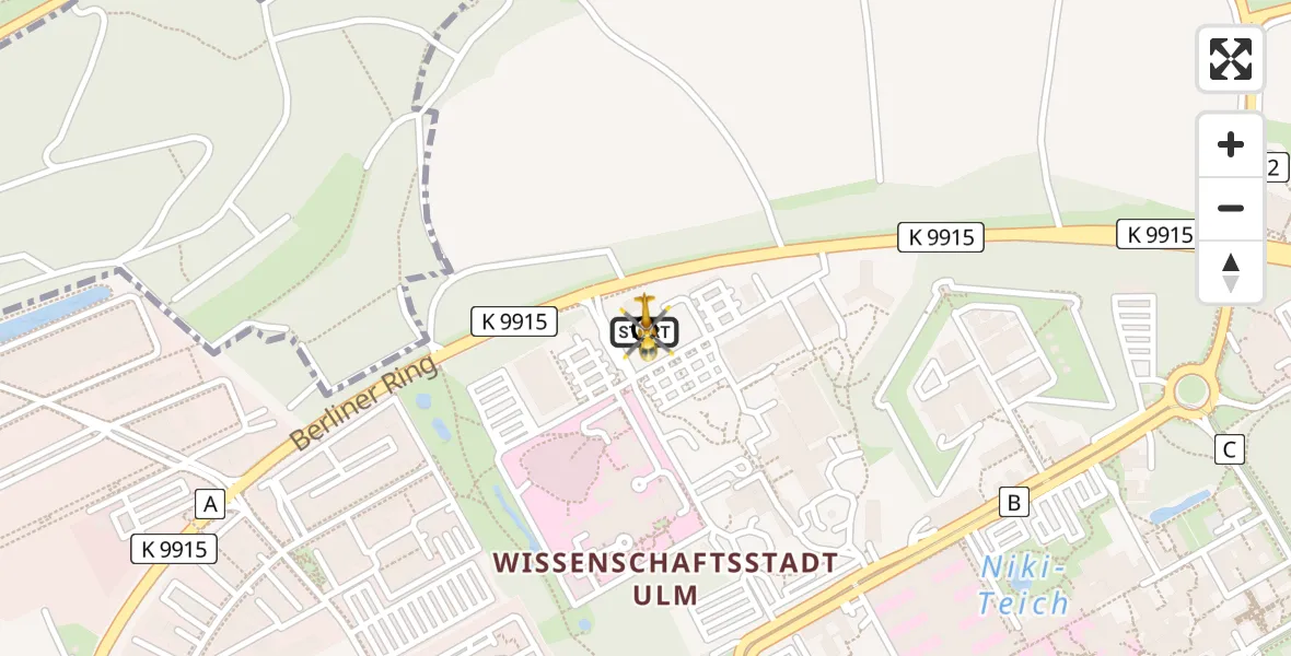 Flugroute Rettungshubschrauber Ulm Military Hospital Emergency - ADAC Air Rescue Station Ulm (Christoph 22), 25 Juni 2026, 11:00