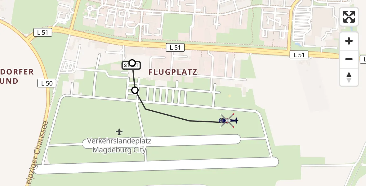 Flugroute Polizeihubschrauber Magdeburg City Flugplatz - Magdeburg City Flugplatz, 25 Juni 2026, 12:01