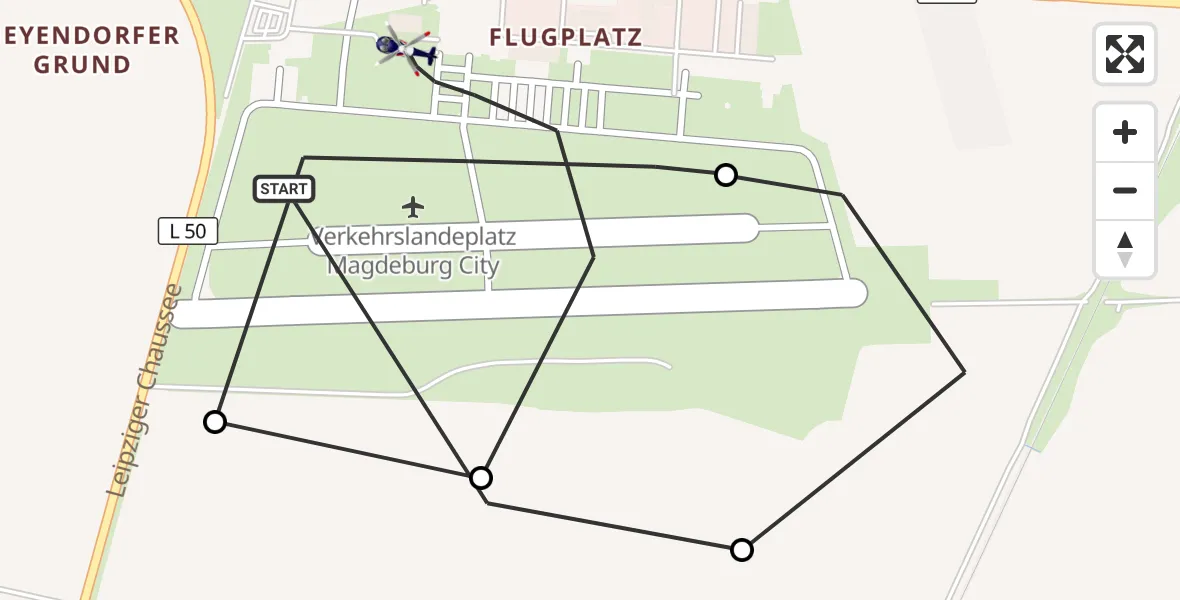 Flugroute Polizeihubschrauber Magdeburg City Flugplatz - Magdeburg City Flugplatz, 25 Juni 2026, 12:36