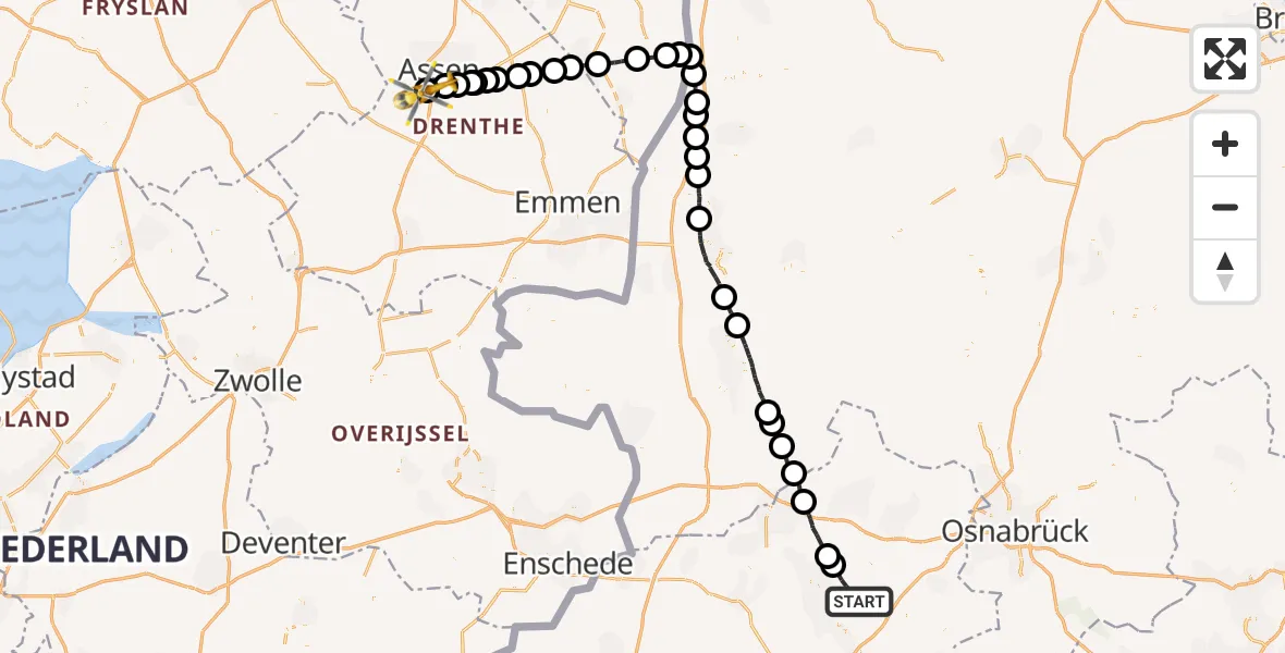 Flugroute Rettungshubschrauber Saerbeck - TT Circuit Assen Helipad, 25 Juni 2026, 13:39