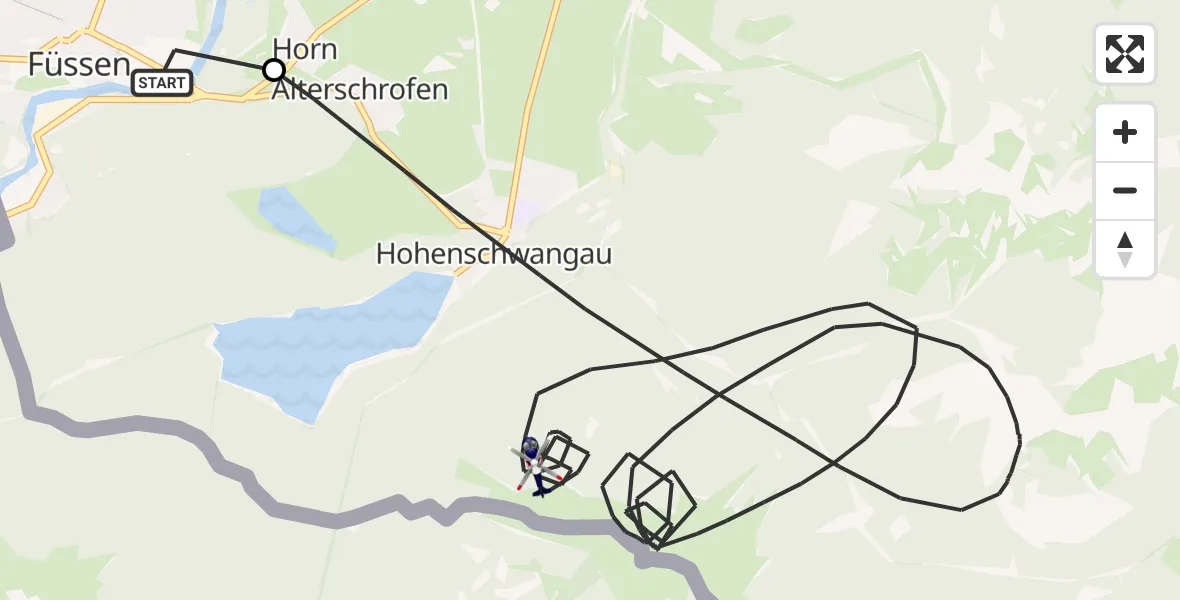 Flugroute Polizeihubschrauber Füssen - Schwangau, 25 Juni 2026, 13:41
