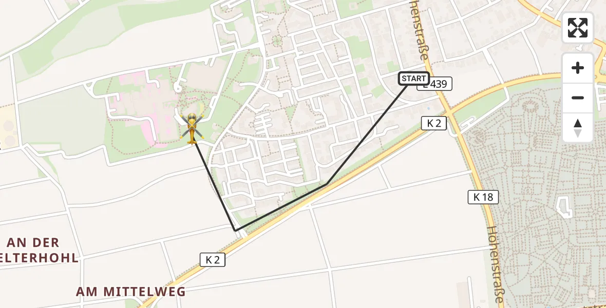 Flugroute Rettungshubschrauber Worms - Worms, 25 Juni 2026, 13:57
